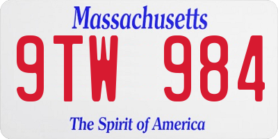 MA license plate 9TW984