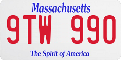 MA license plate 9TW990