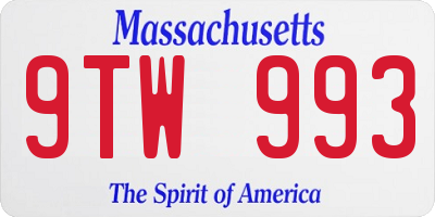 MA license plate 9TW993