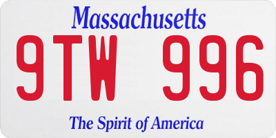 MA license plate 9TW996