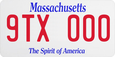 MA license plate 9TX000