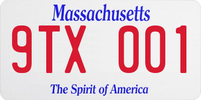 MA license plate 9TX001