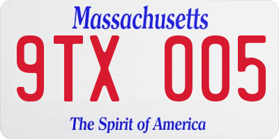 MA license plate 9TX005