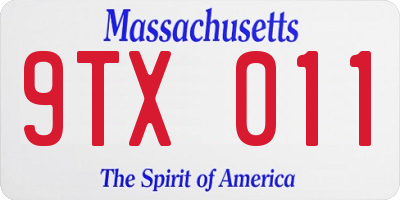 MA license plate 9TX011