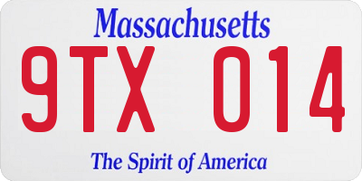 MA license plate 9TX014