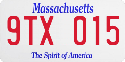 MA license plate 9TX015