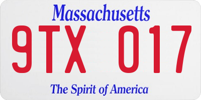 MA license plate 9TX017