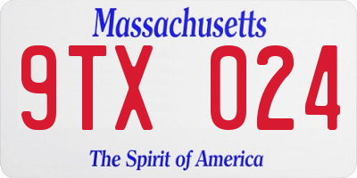 MA license plate 9TX024