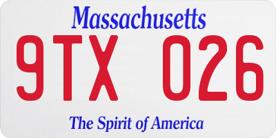 MA license plate 9TX026