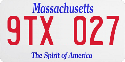 MA license plate 9TX027