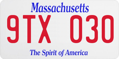 MA license plate 9TX030