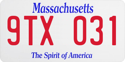MA license plate 9TX031