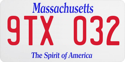 MA license plate 9TX032