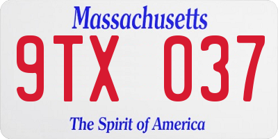MA license plate 9TX037