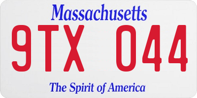MA license plate 9TX044