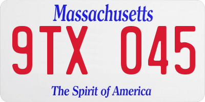 MA license plate 9TX045
