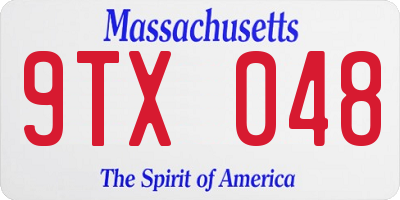 MA license plate 9TX048