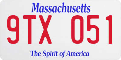 MA license plate 9TX051