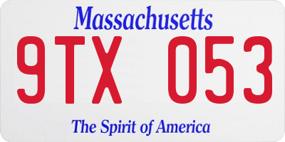MA license plate 9TX053