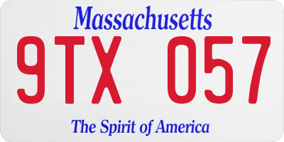 MA license plate 9TX057