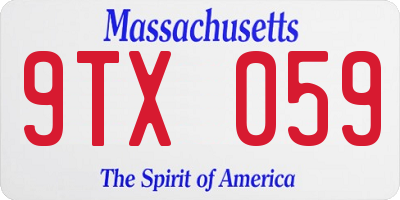 MA license plate 9TX059