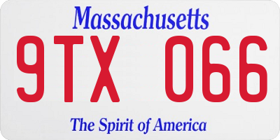 MA license plate 9TX066