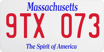 MA license plate 9TX073