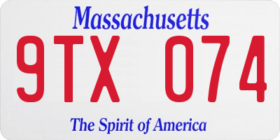 MA license plate 9TX074
