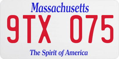 MA license plate 9TX075