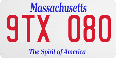 MA license plate 9TX080
