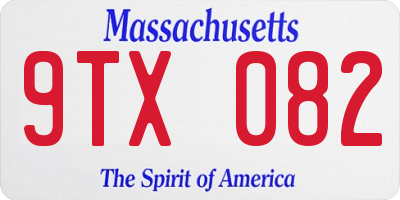 MA license plate 9TX082