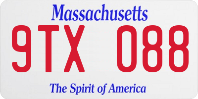 MA license plate 9TX088