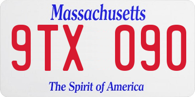 MA license plate 9TX090