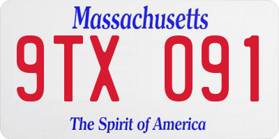 MA license plate 9TX091