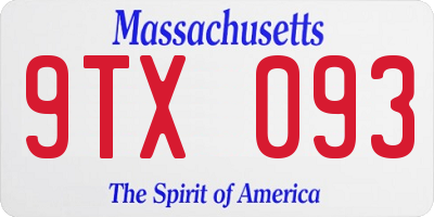 MA license plate 9TX093