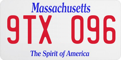 MA license plate 9TX096