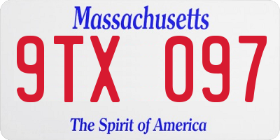 MA license plate 9TX097