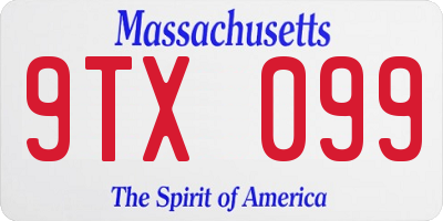 MA license plate 9TX099