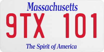 MA license plate 9TX101