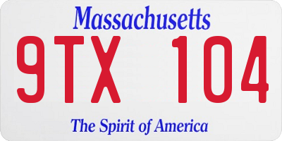 MA license plate 9TX104