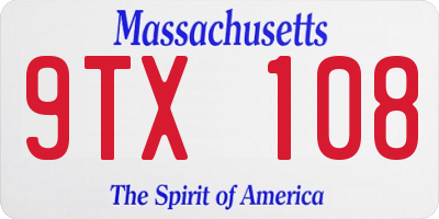 MA license plate 9TX108