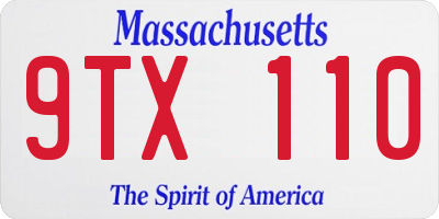 MA license plate 9TX110