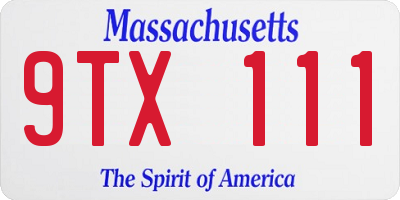 MA license plate 9TX111