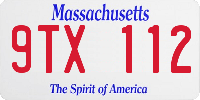 MA license plate 9TX112