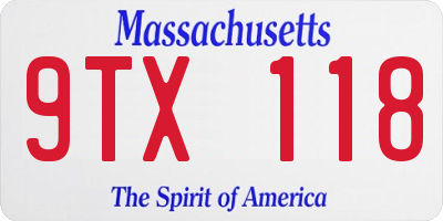 MA license plate 9TX118