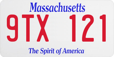 MA license plate 9TX121