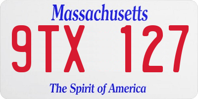 MA license plate 9TX127