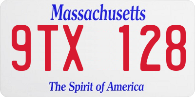MA license plate 9TX128