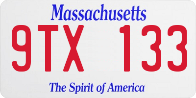 MA license plate 9TX133