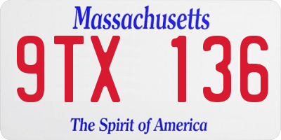 MA license plate 9TX136